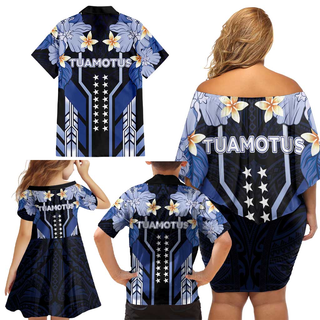 French Polynesia Tuamotu Archipelago Family Matching Off Shoulder Short Dress and Hawaiian Shirt Polynesian Pattern Unique Style