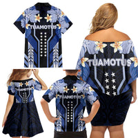 French Polynesia Tuamotu Archipelago Family Matching Off Shoulder Short Dress and Hawaiian Shirt Polynesian Pattern Unique Style