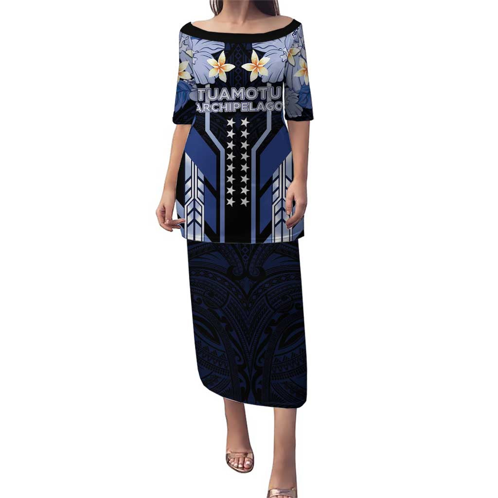 French Polynesia Tuamotu Archipelago Family Matching Puletasi and Hawaiian Shirt Polynesian Pattern Unique Style LT05 Mom's Dress Navy - Polynesian Pride