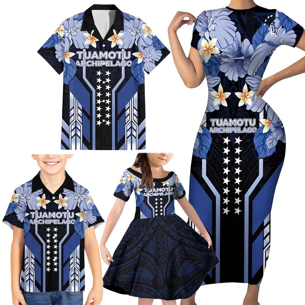 French Polynesia Tuamotu Archipelago Family Matching Short Sleeve Bodycon Dress and Hawaiian Shirt Polynesian Pattern Unique Style
