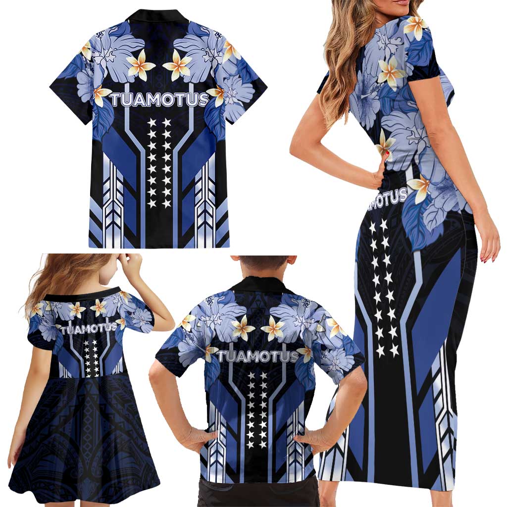 French Polynesia Tuamotu Archipelago Family Matching Short Sleeve Bodycon Dress and Hawaiian Shirt Polynesian Pattern Unique Style