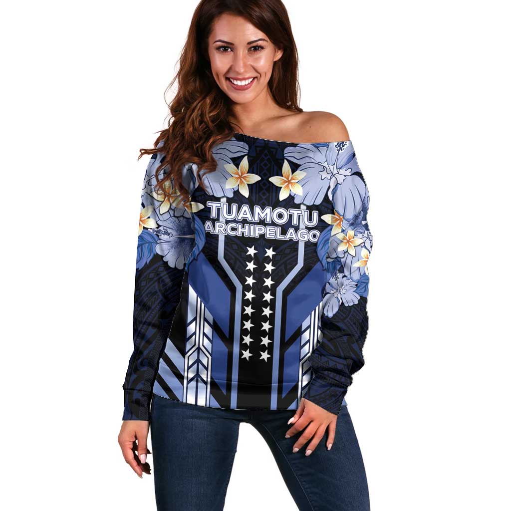 French Polynesia Tuamotu Archipelago Off Shoulder Sweater Polynesian Pattern Unique Style