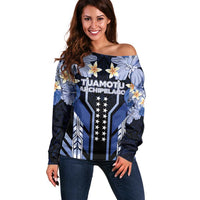 French Polynesia Tuamotu Archipelago Off Shoulder Sweater Polynesian Pattern Unique Style