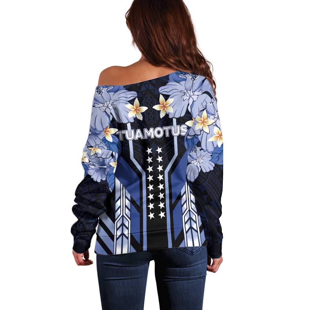 French Polynesia Tuamotu Archipelago Off Shoulder Sweater Polynesian Pattern Unique Style
