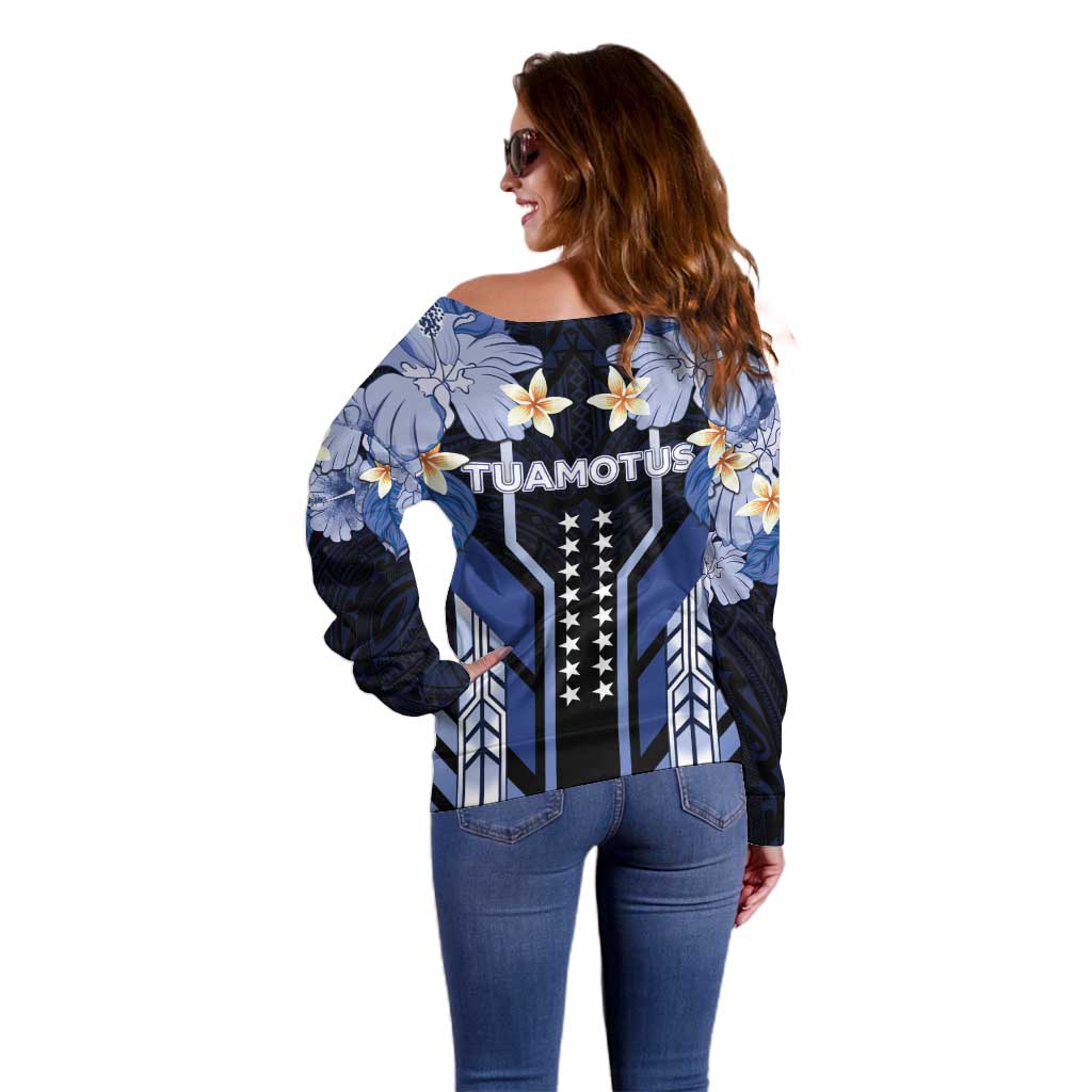French Polynesia Tuamotu Archipelago Off Shoulder Sweater Polynesian Pattern Unique Style