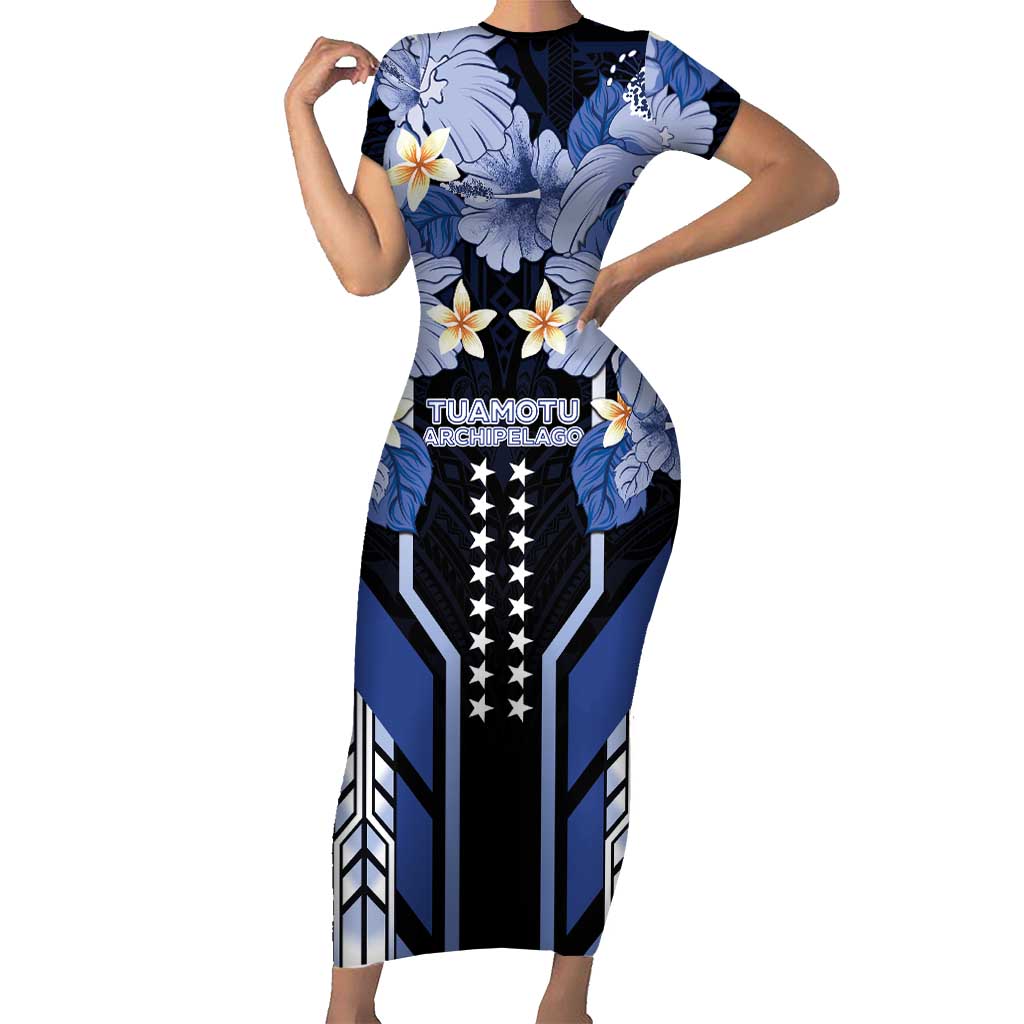 French Polynesia Tuamotu Archipelago Short Sleeve Bodycon Dress Polynesian Pattern Unique Style