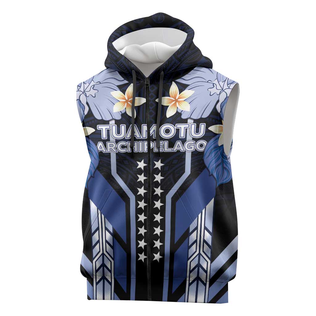 French Polynesia Tuamotu Archipelago Sleeveless Zip Hoodie Polynesian Pattern Unique Style