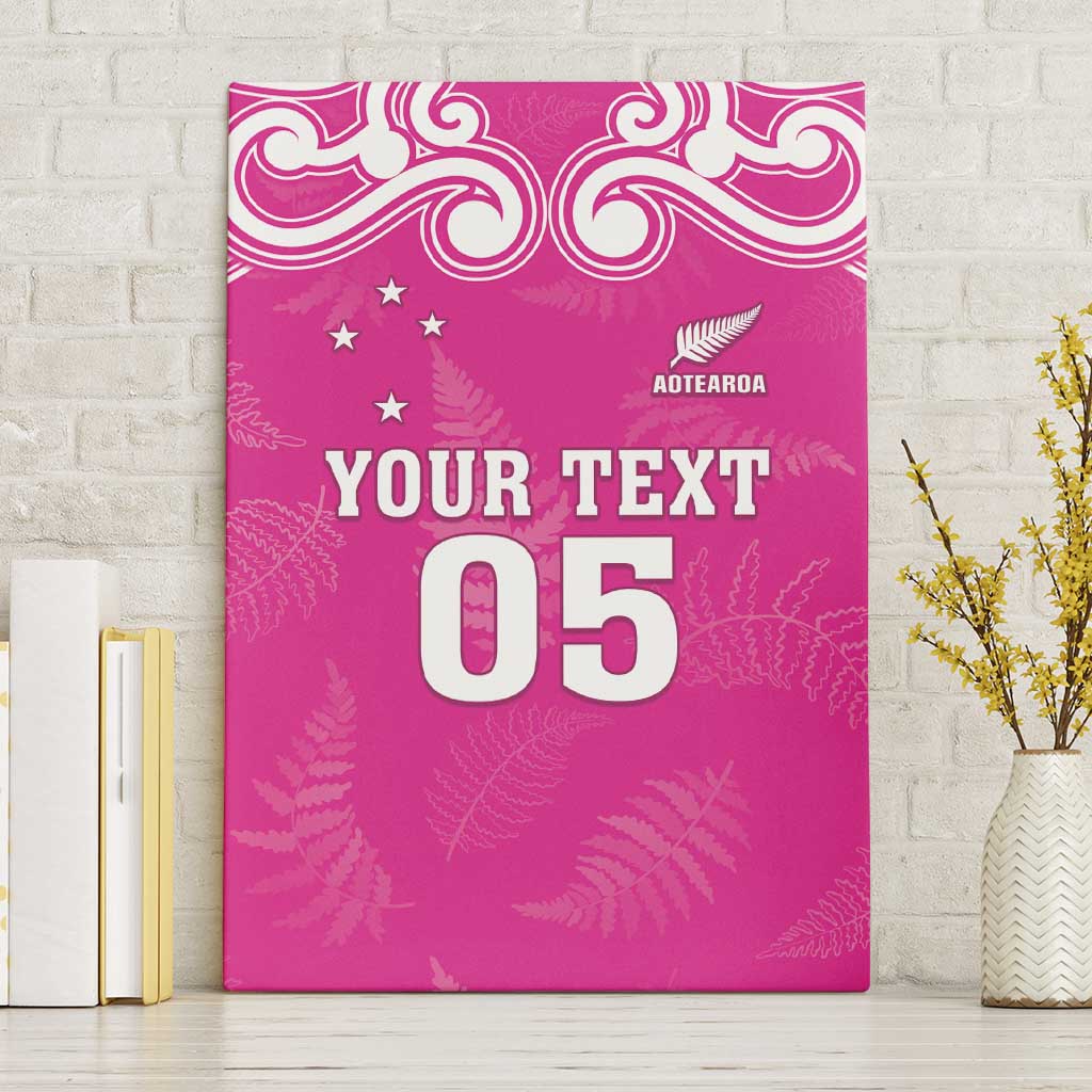New Zealand Fern Women Rugby Custom Canvas Wall Art Pink Maori Pattern