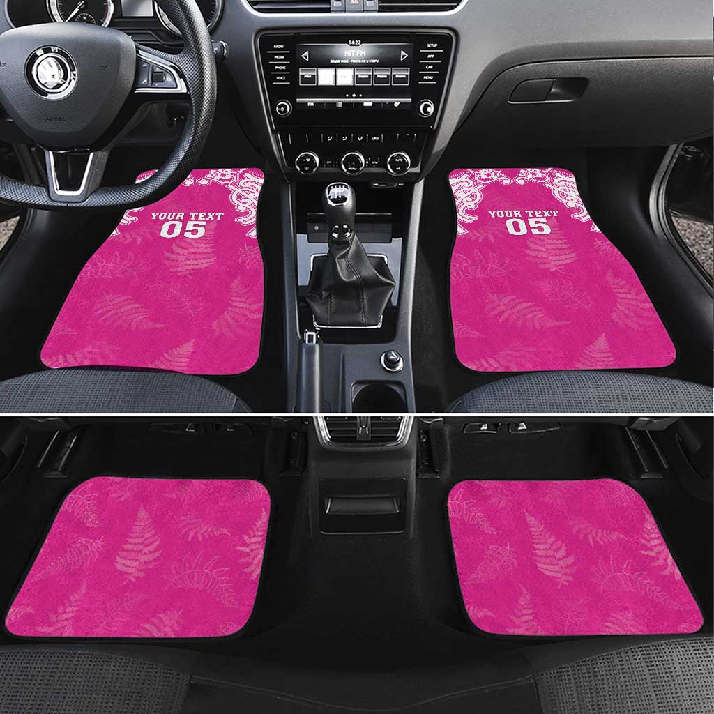 New Zealand Fern Women Rugby Custom Car Mats Pink Maori Pattern
