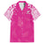 New Zealand Fern Women Rugby Custom Family Matching Short Sleeve Bodycon Dress and Hawaiian Shirt Pink Maori Pattern