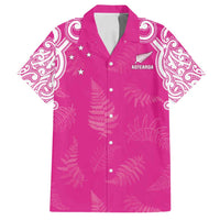 New Zealand Fern Women Rugby Custom Family Matching Tank Maxi Dress and Hawaiian Shirt Pink Maori Pattern