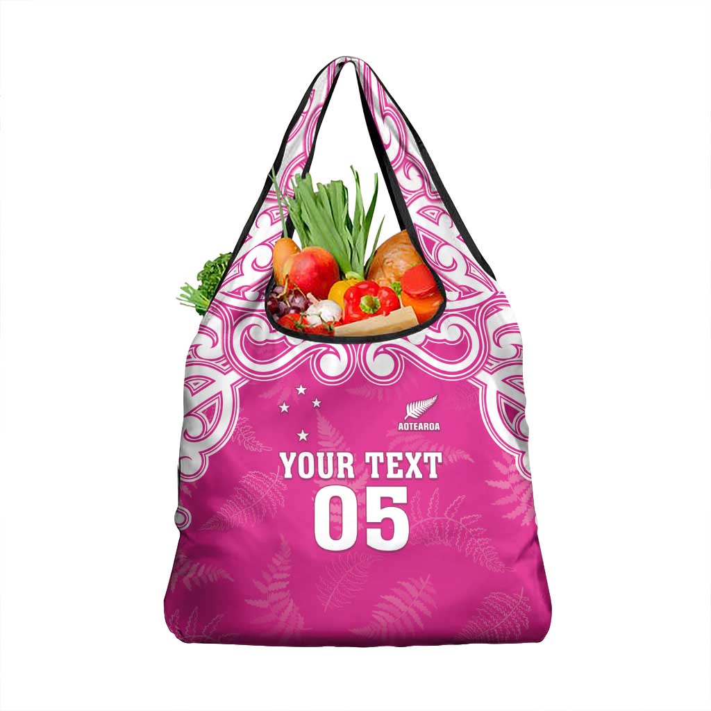 New Zealand Fern Women Rugby Custom Grocery Bag Pink Maori Pattern LT05 1-pack One Size Pink - Polynesian Pride