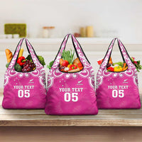 New Zealand Fern Women Rugby Custom Grocery Bag Pink Maori Pattern LT05 3-pack One Size Pink - Polynesian Pride
