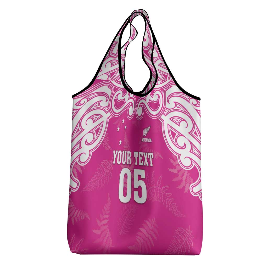 New Zealand Fern Women Rugby Custom Grocery Bag Pink Maori Pattern LT05 - Polynesian Pride