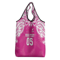 New Zealand Fern Women Rugby Custom Grocery Bag Pink Maori Pattern LT05 - Polynesian Pride