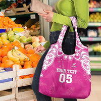 New Zealand Fern Women Rugby Custom Grocery Bag Pink Maori Pattern LT05 - Polynesian Pride