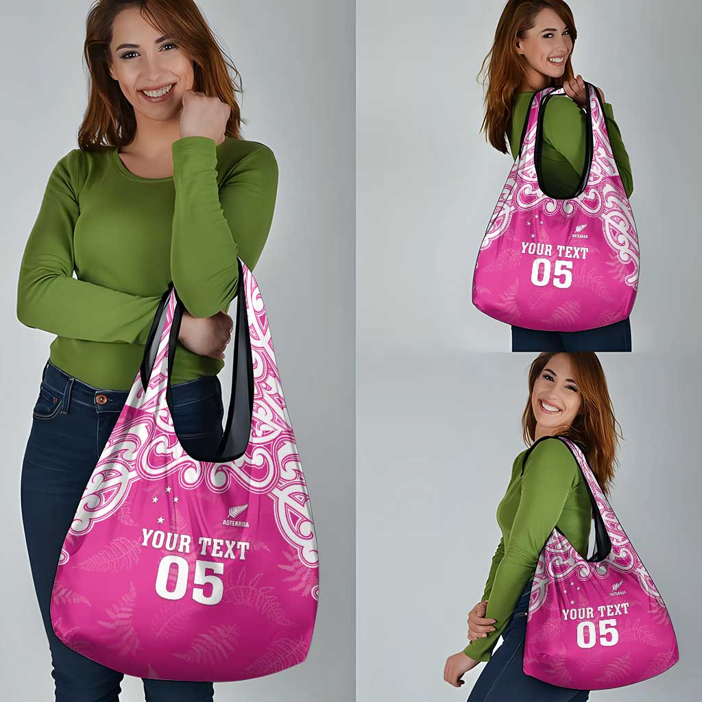 New Zealand Fern Women Rugby Custom Grocery Bag Pink Maori Pattern LT05 - Polynesian Pride