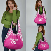 New Zealand Fern Women Rugby Custom Grocery Bag Pink Maori Pattern LT05 - Polynesian Pride
