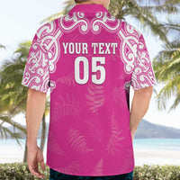 New Zealand Fern Women Rugby Custom Hawaiian Shirt Pink Maori Pattern