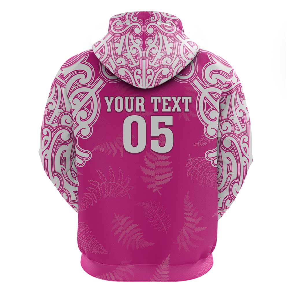 New Zealand Fern Women Rugby Custom Hoodie Pink Maori Pattern