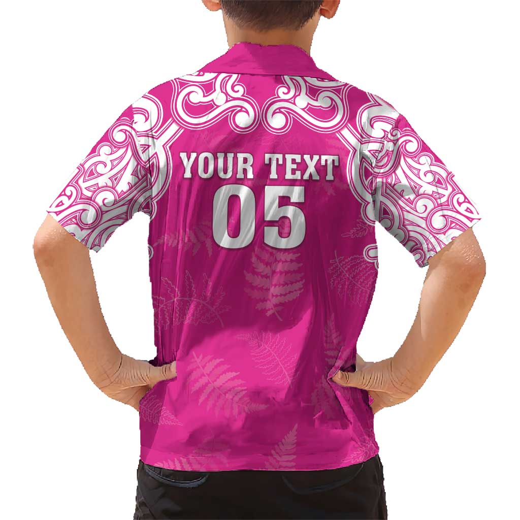 New Zealand Fern Women Rugby Custom Kid Hawaiian Shirt Pink Maori Pattern