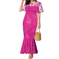New Zealand Fern Women Rugby Custom Mermaid Dress Pink Maori Pattern