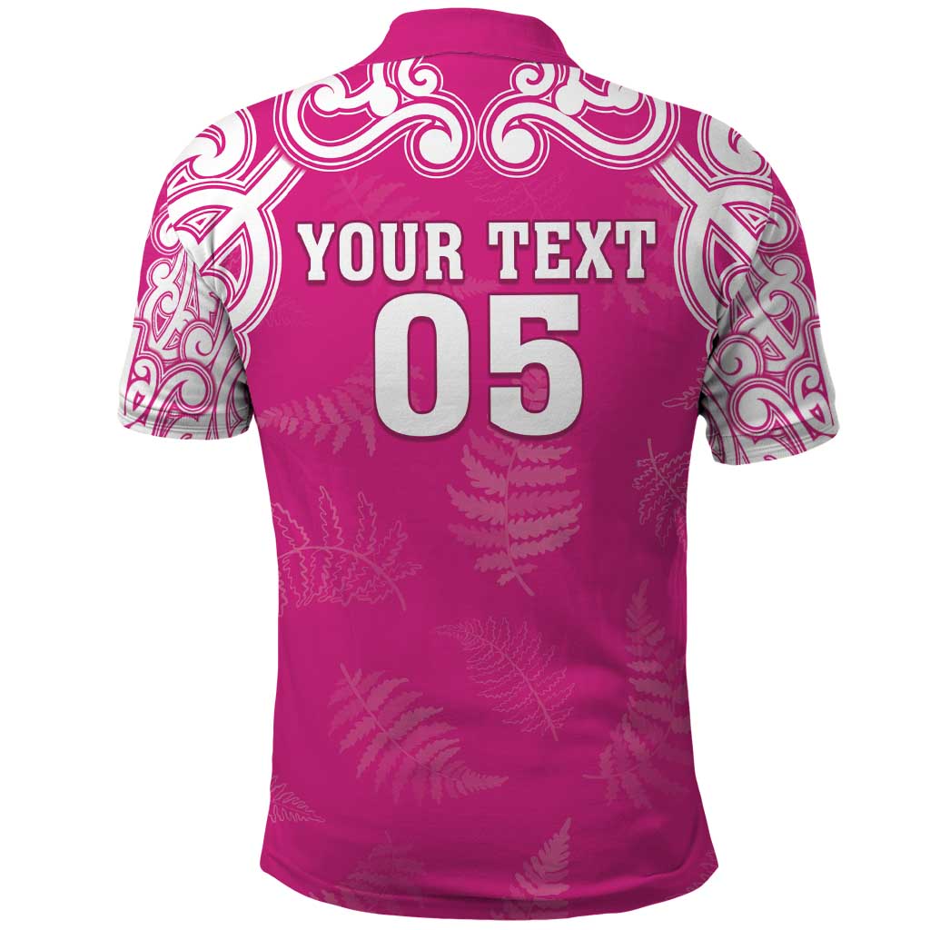 New Zealand Fern Women Rugby Custom Polo Shirt Pink Maori Pattern