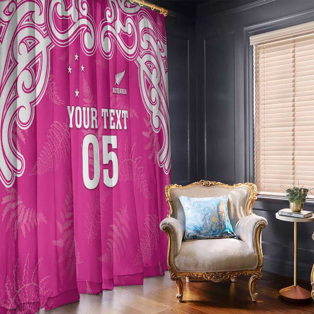 New Zealand Fern Women Rugby Custom Window Curtain Pink Maori Pattern