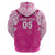 New Zealand Fern Women Rugby Custom Zip Hoodie Pink Maori Pattern