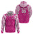 New Zealand Fern Women Rugby Custom Zip Hoodie Pink Maori Pattern
