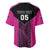 New Zealand Fern Rugby Custom Baseball Jersey Pink Maori Pattern