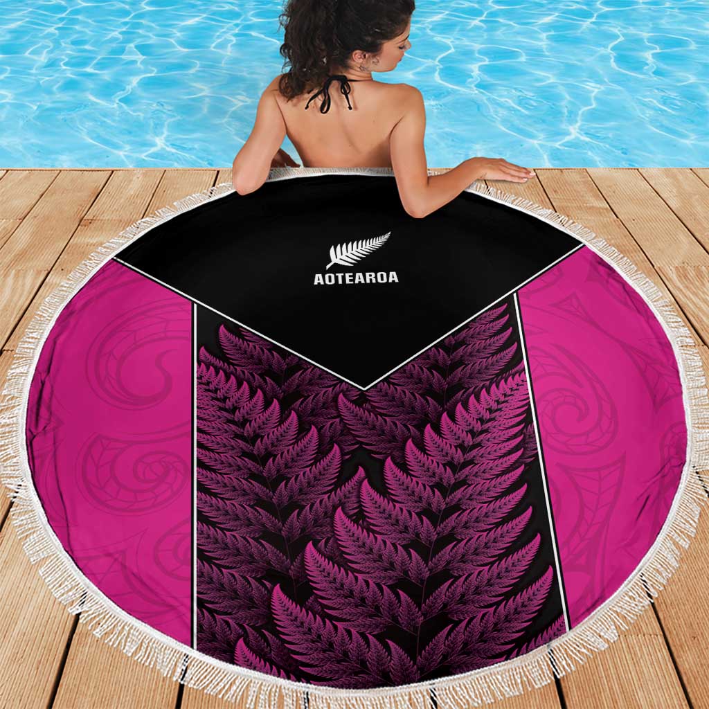 New Zealand Fern Rugby Beach Blanket Pink Maori Pattern