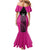 New Zealand Fern Rugby Custom Family Matching Mermaid Dress and Hawaiian Shirt Pink Maori Pattern