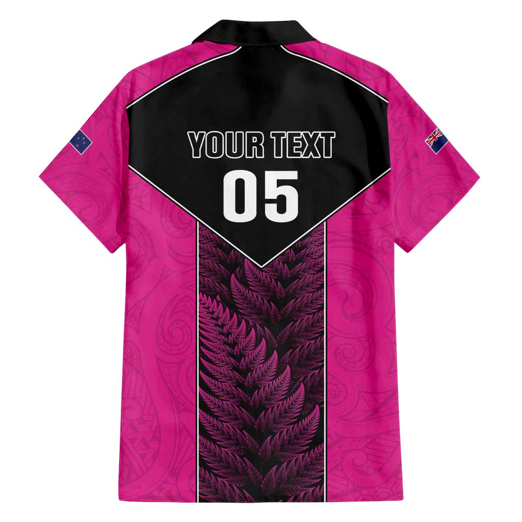 New Zealand Fern Rugby Custom Family Matching Tank Maxi Dress and Hawaiian Shirt Pink Maori Pattern