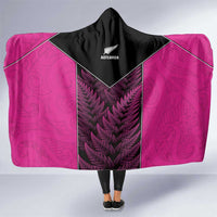 New Zealand Fern Rugby Hooded Blanket Pink Maori Pattern