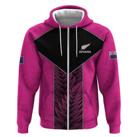 New Zealand Fern Rugby Custom Hoodie Pink Maori Pattern