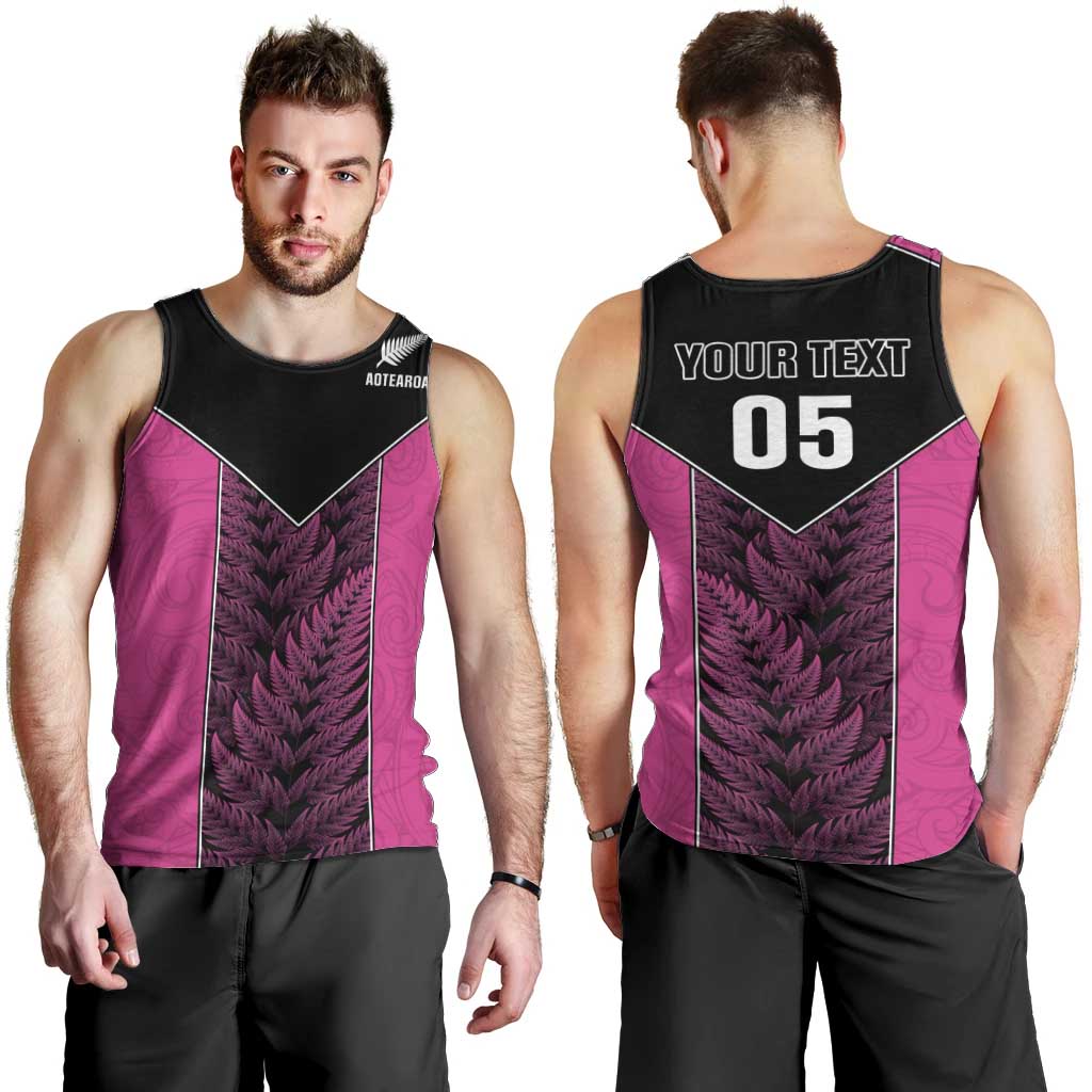 New Zealand Fern Rugby Custom Men Tank Top Pink Maori Pattern