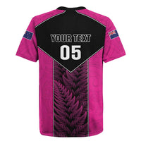 New Zealand Fern Rugby Custom Rugby Jersey Pink Maori Pattern
