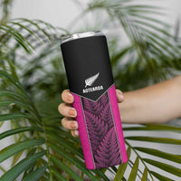 New Zealand Fern Rugby Custom Skinny Tumbler Pink Maori Pattern