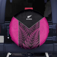 New Zealand Fern Rugby Spare Tire Cover Pink Maori Pattern