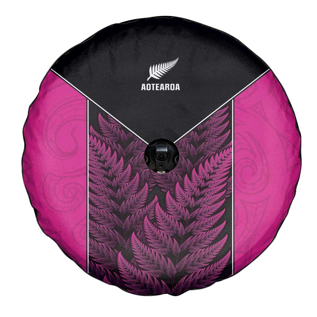 New Zealand Fern Rugby Spare Tire Cover Pink Maori Pattern