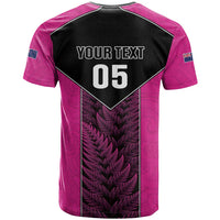 New Zealand Fern Rugby Custom T Shirt Pink Maori Pattern
