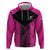 New Zealand Fern Rugby Custom Zip Hoodie Pink Maori Pattern