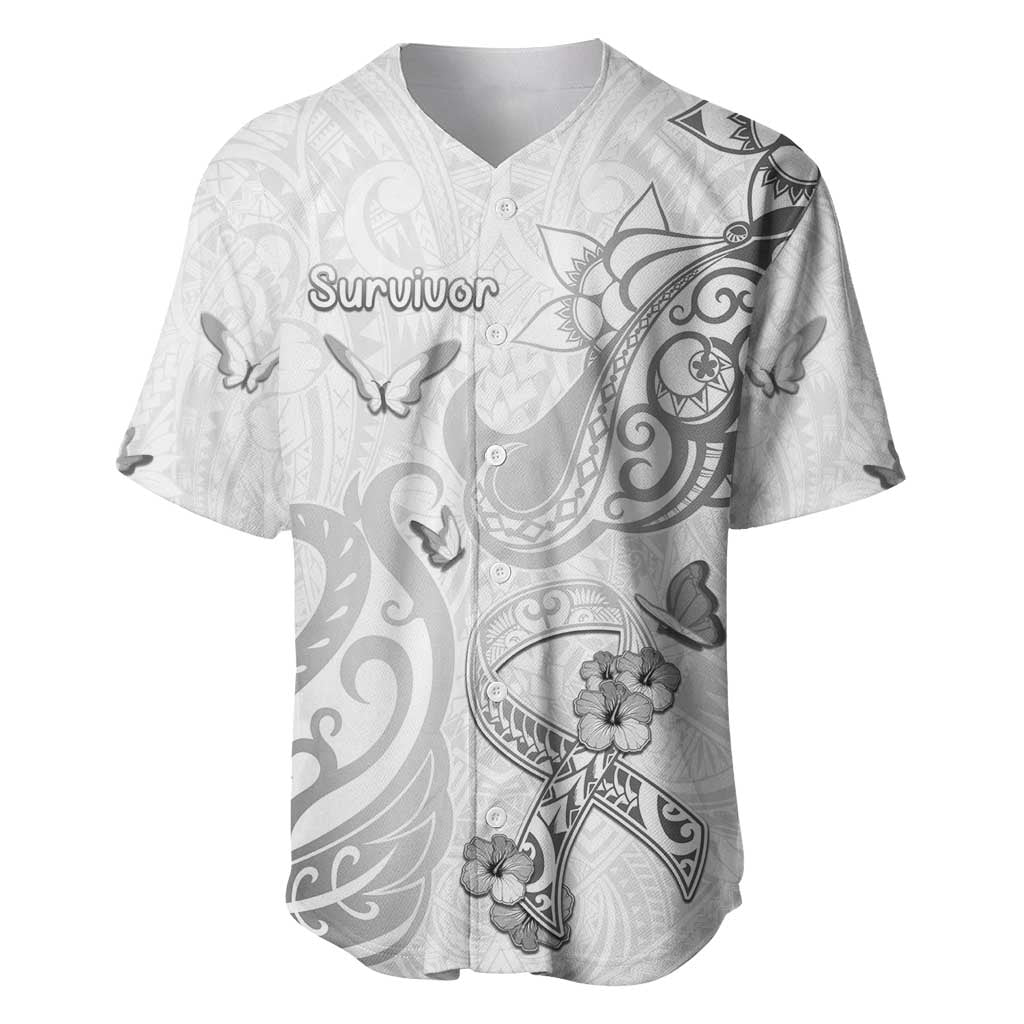 Personalised Brain Cancer Awareness Baseball Jersey Ribbon Polynesian Pattern