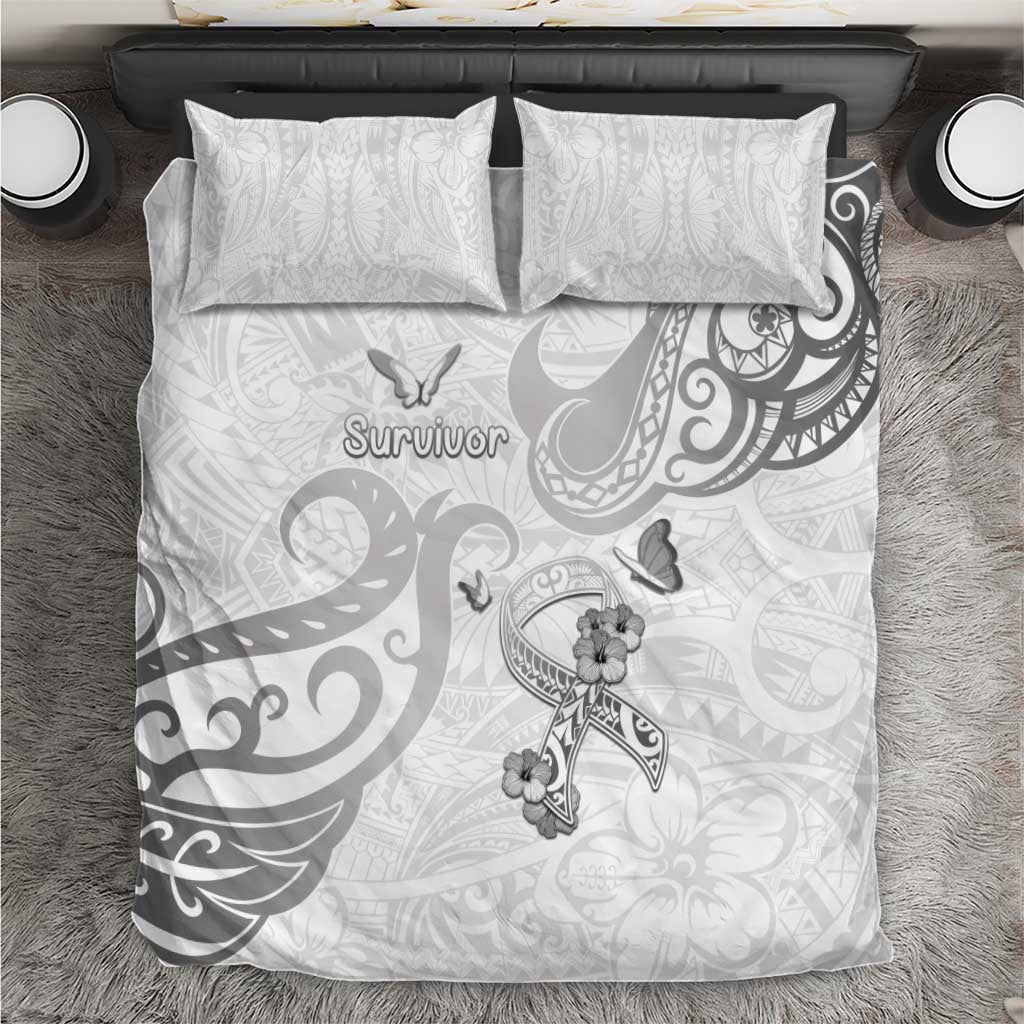 Brain Cancer Awareness Bedding Set Ribbon Polynesian Pattern LT05 White - Polynesian Pride