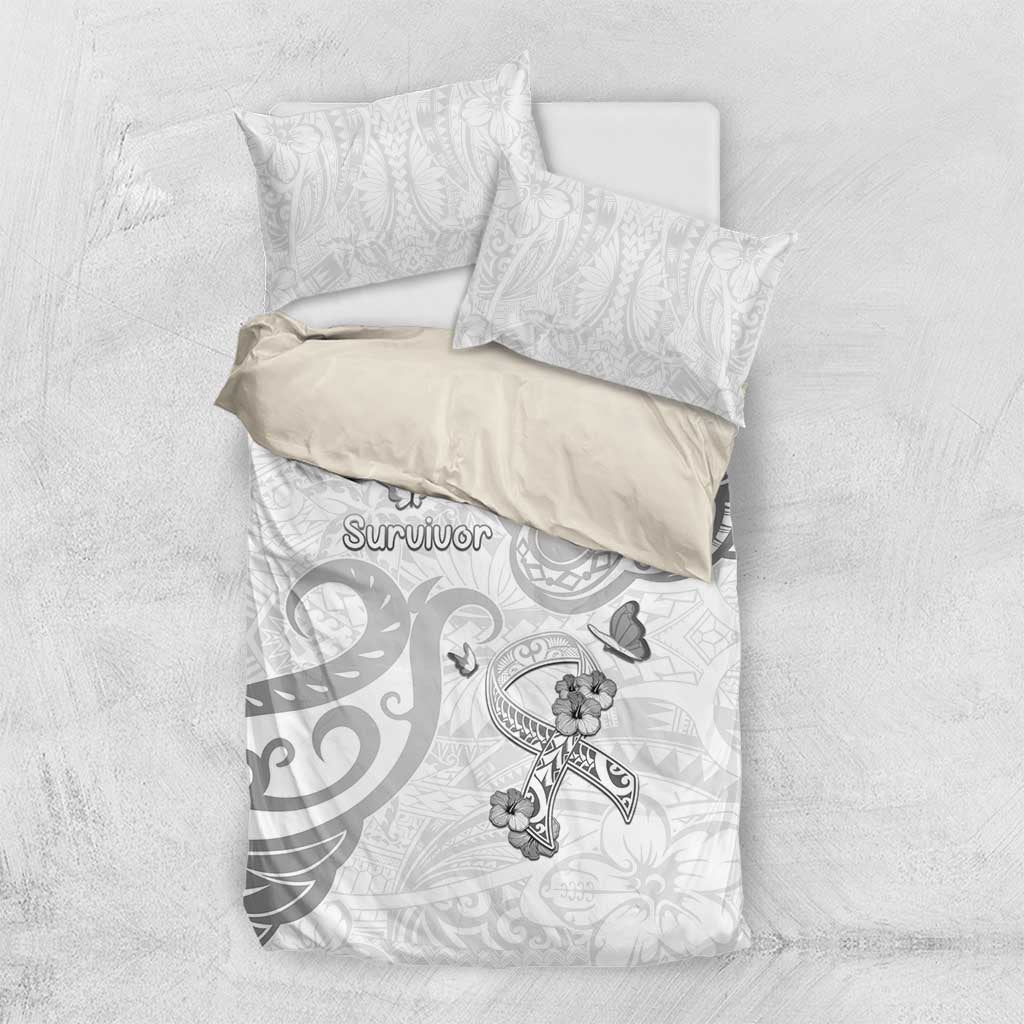 Brain Cancer Awareness Bedding Set Ribbon Polynesian Pattern