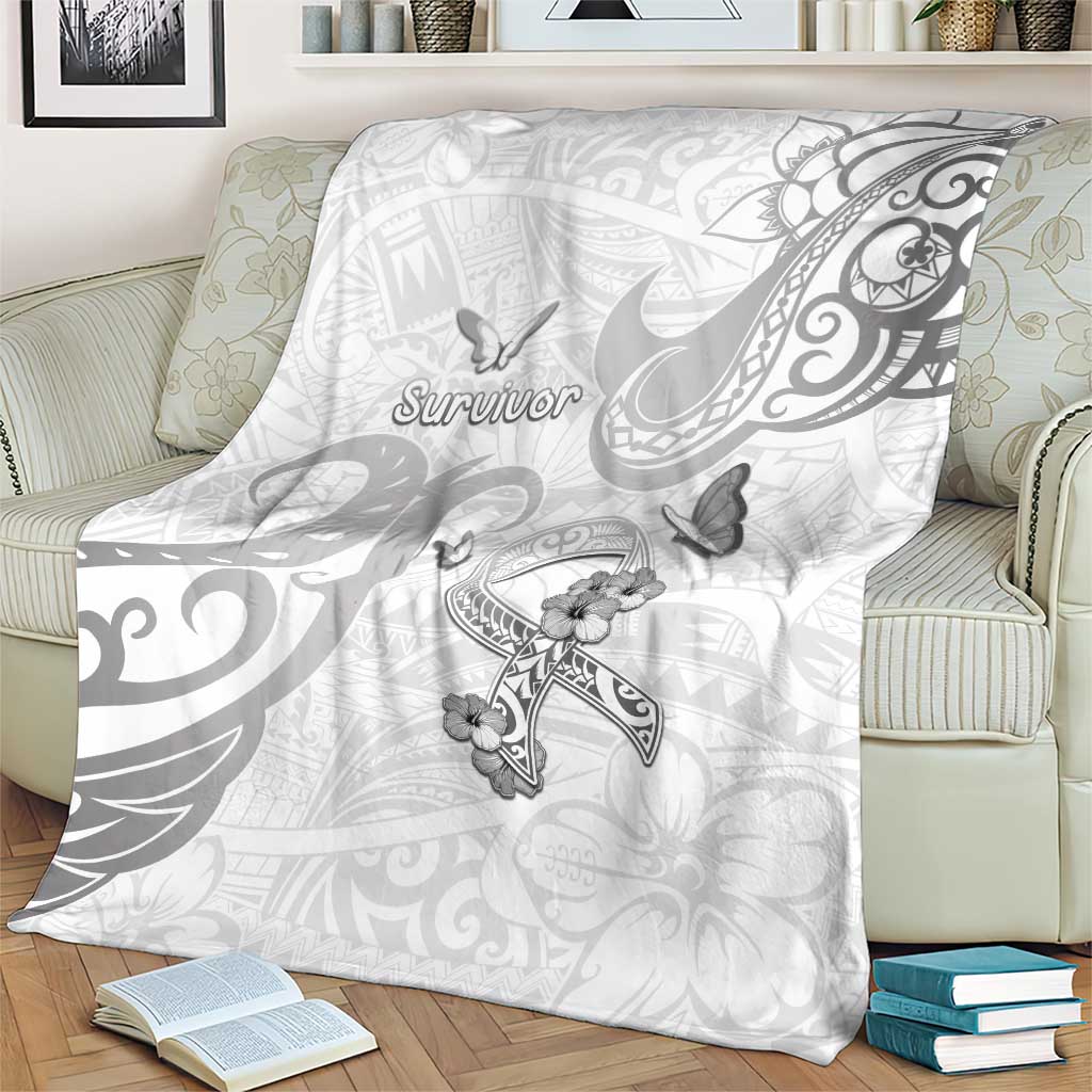 Brain Cancer Awareness Blanket Ribbon Polynesian Pattern