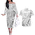 Personalised Brain Cancer Awareness Couples Matching Off The Shoulder Long Sleeve Dress and Hawaiian Shirt Ribbon Polynesian Pattern