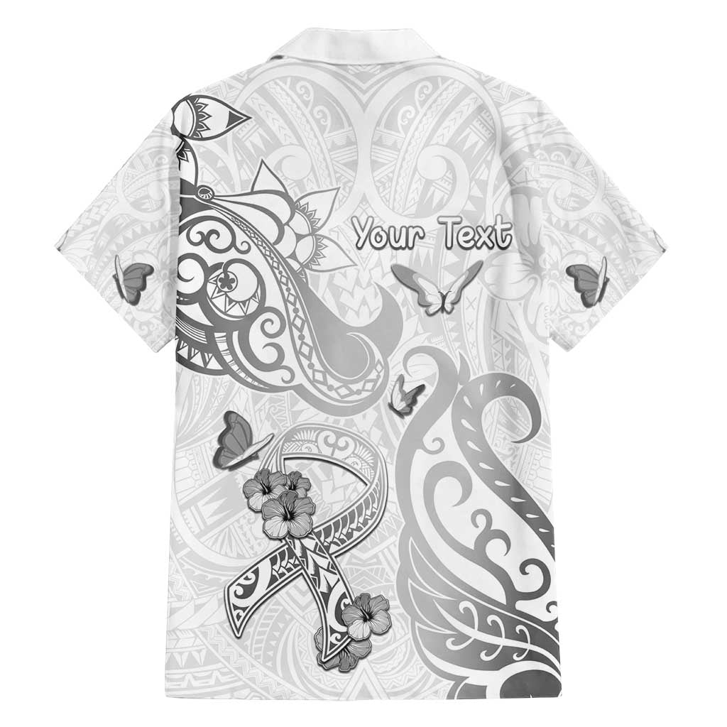 Personalised Brain Cancer Awareness Family Matching Off Shoulder Short Dress and Hawaiian Shirt Ribbon Polynesian Pattern