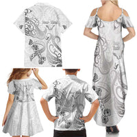 Personalised Brain Cancer Awareness Family Matching Summer Maxi Dress and Hawaiian Shirt Ribbon Polynesian Pattern